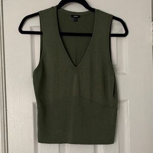 Express Deep Green V-Neck Tank Top